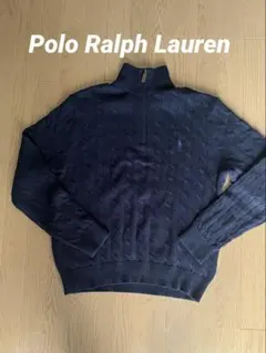 Polo Ralph Lauren ネイビー ケーブルニット ハーフジップ