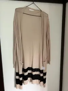 CECIL McBEE ベージュ・黒 ストライプ カーディガン