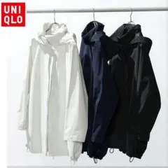 【新品タグ付】ユニクロ ブロックテックハーフコート ネイビー Mサイズ 2way