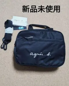 アニエスベー ロゴ ショルダーバッグ ナイロン 黒 レディースバッグ