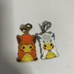 ポケモンセンター　メタルチャームセットアローラロコン&ロコンポンチョピカチュウ メタルチャームセット ポケモン アローラロコン&ロコンポンチョの