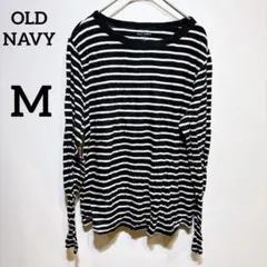 OLD NAVY 【M】黒白 ボーダー 長袖Tシャツ ロンＴ カットソー