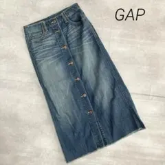 GAP 前ボタン　デニムロングスカート　XXS 細見え
