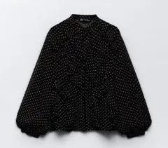 ZARA ドット柄フリル長袖シャツ