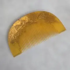 アンティーク　鼈甲カラー　櫛　金蒔絵　さ2　工芸品　簪　かんざし　笄　着物