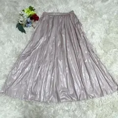 【ラウンジドレス】プリーツスカート 光沢 ピンク ロング ウエストゴム(F)のサムネイル