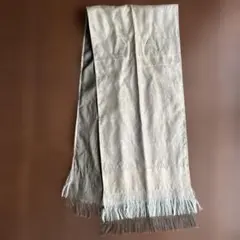 シルク製フリンジ付きストール 淡いグレーベージュ　イタリア製