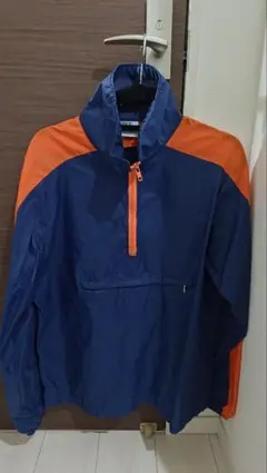 m*y様 アメリカ製Nike ハーフジップナイロンジャケット L ネイビー/オレ