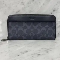 新品 COACH 長財布 シグネチャー C4452 ブラックスモーク×ブラック