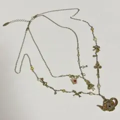 不思議の国のアリス 2連チャームネックレス パールビーズ