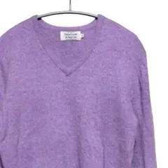 Benetton パープル Vネック セーター ウール b06aのサムネイル