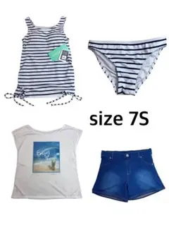 ♦︎【size 7S】新品未使用　タンキニ水着　4点セット　体型カバー