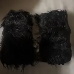 ファー付き黒レッグウォーマー、猫耳カチューシャのセット