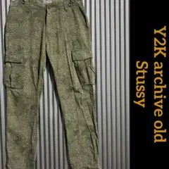 Y2K archive old Stussy 総柄 カーゴパンツ W34 迷彩のサムネイル
