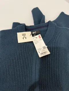 新品　ユニクロC クルーネックフルジップカーディガン S ダークグリーン