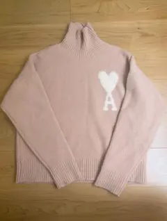 ami paris ハートロゴ ニット セーター ピンク - メルカリ