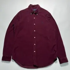 ラルフローレン 細畝 コーデュロイシャツ M バーガンディ 刺繍ロゴ ○7487