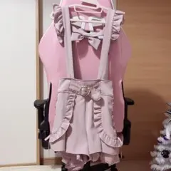 【LIZLISA】 フリルサスペンダー付き スカパン ピンク