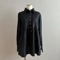 BURBERRY LONDON 長袖リネン混コットンブラウス ピンタック 日本製のサムネイル