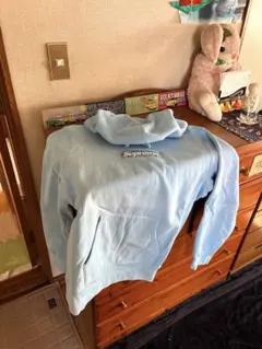 supreme 希少19s BOXロゴ刺繍パーカー　ライトブルー