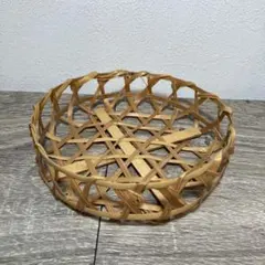 E-壁 レトロ 竹かご 六つ目編み 盛りかご 竹細工 菓子器 小物入れ 古道具