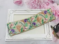 インド刺繍リボン　シルク生地　約6.5cm幅