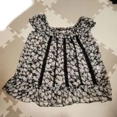 レストローズ(LEST ROSE)　チュニック　花柄　黒ブラックレース柄ノースリのサムネイル