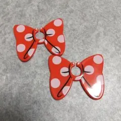 ディズニー　ミニーちゃん　お菓子クリップ　2個　リボン