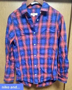 niko and ... 赤青チェック 長袖シャツ サイズ2