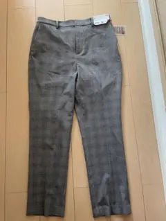 UNIQLO チェック柄スラックス Lサイズ グレー