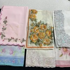 ハンカチ 6枚セット まとめ売り 花柄 刺繍