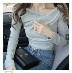 グレイル　3Wayドレープカシュクールトップス グレー dk1261