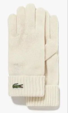 LACOSTE ホワイト手袋 エッセンシャル ウールニットグローブ