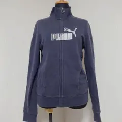 PUMAプーマ　ジップアップトレーナー【M】ロゴ　グレー　ルームワンマイルウェア