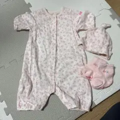 ミキハウス　ホットビスケッツ　夏用ロンパースと帽子、靴下のセット
