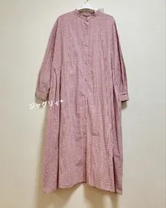 サマンサモスモス　ワンピース　ギンガムチェック　前開き　ピンク