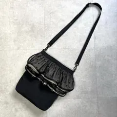 No.76 ハンドメイド　ドット　チュール　フリル　ショルダー　バッグ