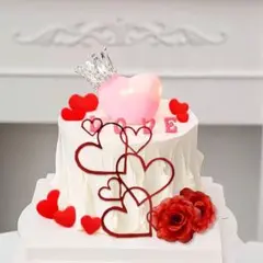 ⚠️ ケーキトッパー 七夕プレゼント 星まつり ピンクのラブ ローズケーキ飾り付け