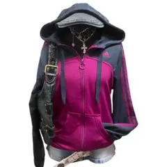 adidas パーカー ツートン Y2K 平成ギャルarchive grunge