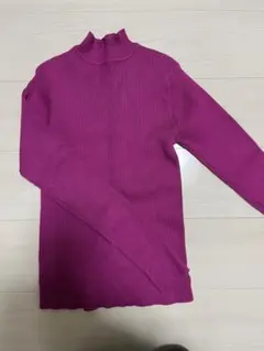 リブ編みハイネックセーター M ピンク