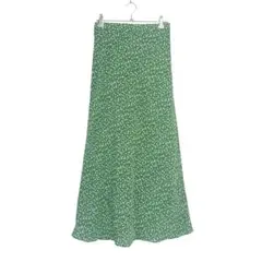 apart by lowrys 花柄 総柄 ロングスカート 薄手 M グリーン