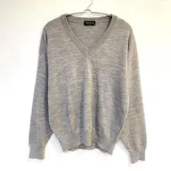 【EX-Club】Vネック セーター 長袖 無地 シンプル 毛100％ M