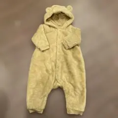 ✳︎最終値下げ✳︎ベージュ クマ耳付きフリースロンパース