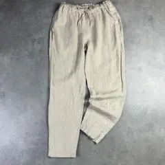 AT damen リネンイージーパンツ S 麻100% ウエストゴム ナチュラル