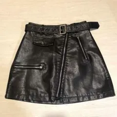 coquette ブラックレザーミニスカート ベルト付き