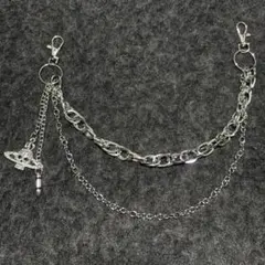 シルバー ウォレットチェーン 2連 スカル 惑星 y2k グランジ 地雷系