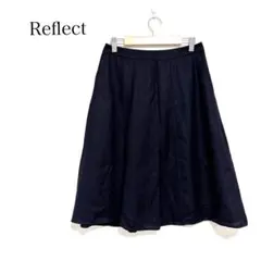 リフレクト 濃紺 フレアスカート 9号 ウエスト後ろゴム 裏地付き 上品ネイビー