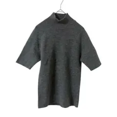 T671 COMME CA ISM ニット　半袖　ハイネック　グレー　毛100