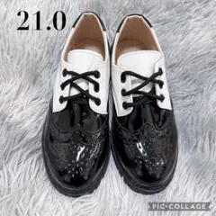 美品　フォーマルシューズ 21.0 ブラック/ホワイト　入学式　結婚式　七五三