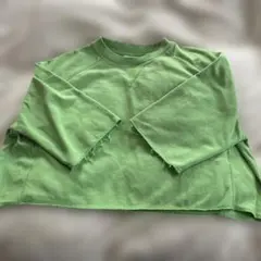 ニコアンド　グリーン クロップド トレーナーshort